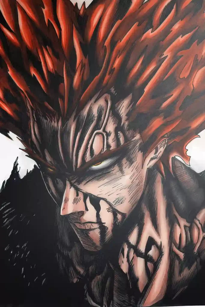 Showcase view of the Garou Outstanding Metal Wall Art Poster from One Punch Man