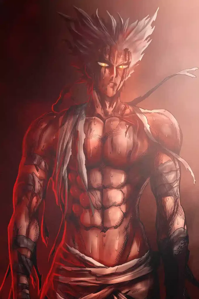Garou One Punch Man metal wall art showcase shot from the Geekozi collection