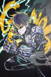 Genos One Punch Man anime metal poster artistic showcase image highlighting the design narrative