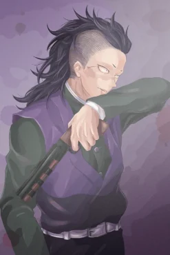 Genya Shinazugawa Demon Slayer Brooding Shotgun Standout Printed Metal Poster