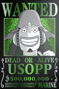God Usopp Wanted Poster One Piece Original Image Exclusive Metal Wall Art