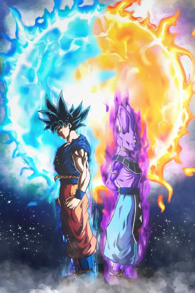 Goku vs Beerus Dragon Ball Original Image Stellar Metal Print Wall Art
