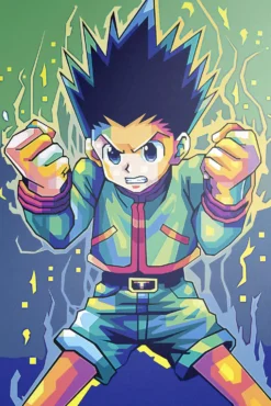Gon Freecss Hunter x Hunter Electric Fists Bursting With Energy Bespoke Metal Print Wall Art