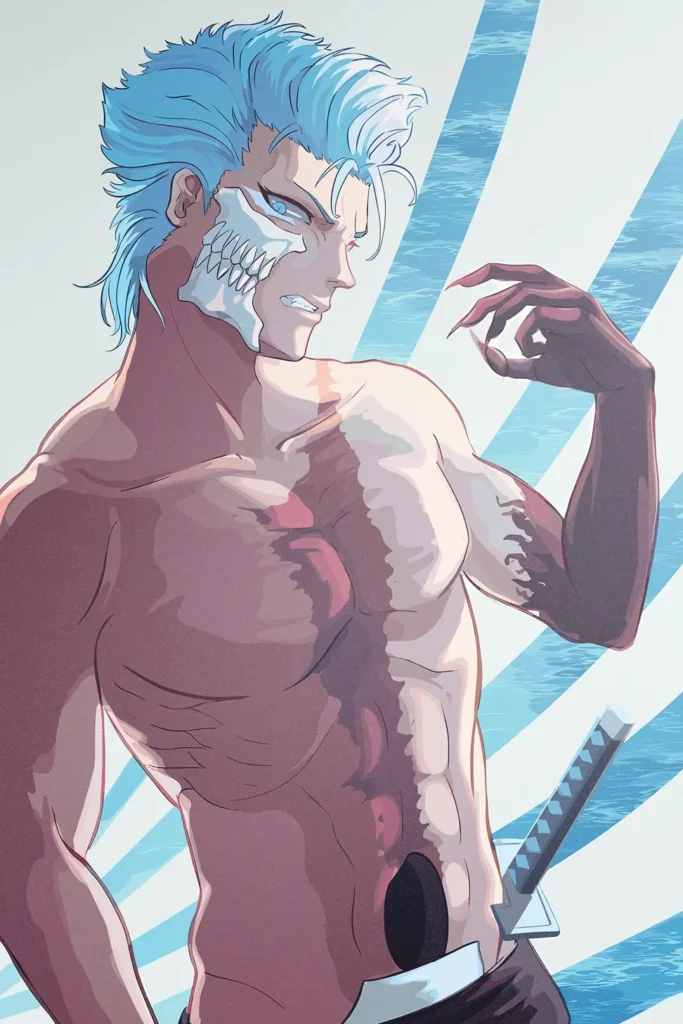 Grimmjow Jaegerjaquez Bleach Original Image Printed Deluxe Metal Wall Poster