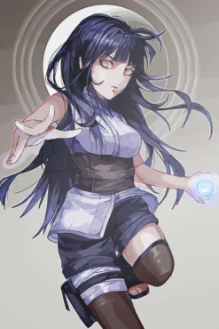 Hinata Hyuga Naruto Ethereal Twin Lion Fists Premium Metal Poster