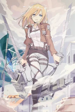 Historia Reiss Attack on Titan Melancholy Blade Among Battle Ruins Premium Printed Metal Poster