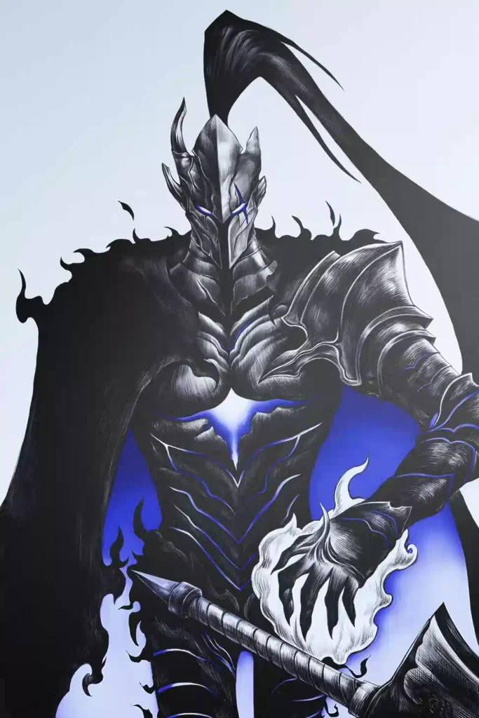 Igris anime metal poster artistic detail and visual story from Solo Leveling