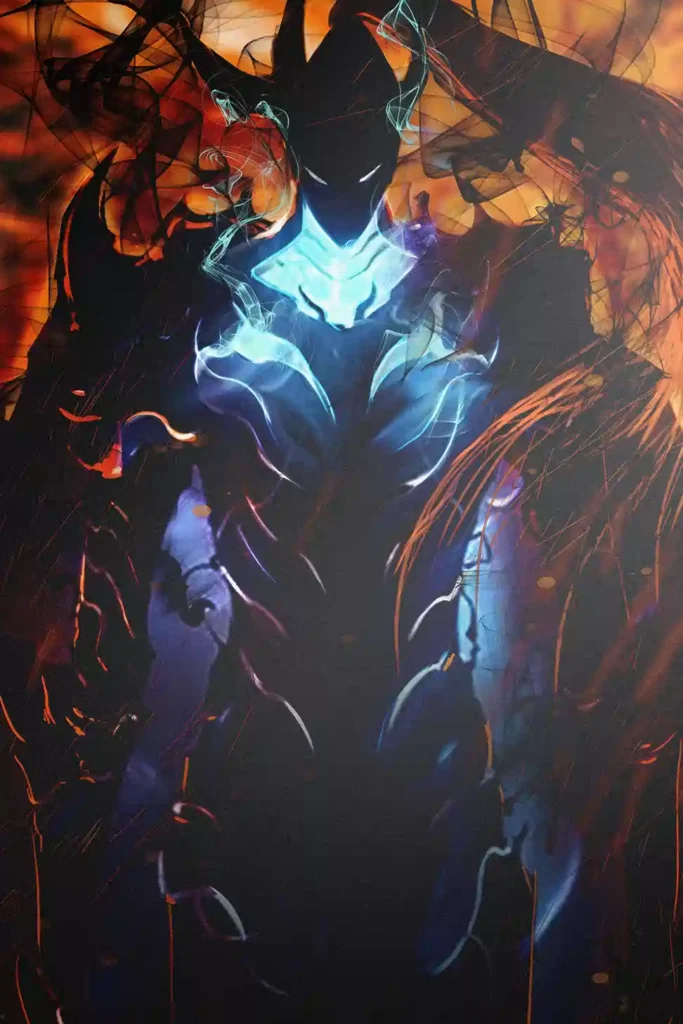 Showcase view of the Igris Printed Deluxe Metal Wall Poster from Solo Leveling