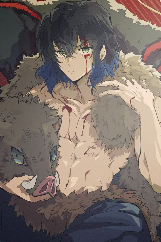 Inosuke Hashibira Demon Slayer Original Image Aluminium Metal Print
