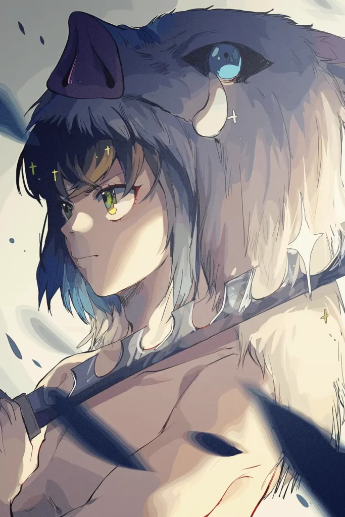 Inosuke Hashibira Demon Slayer Original Image Bespoke Metal Poster