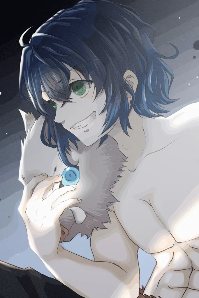 Inosuke Hashibira Demon Slayer Original Image Deluxe Metal Print