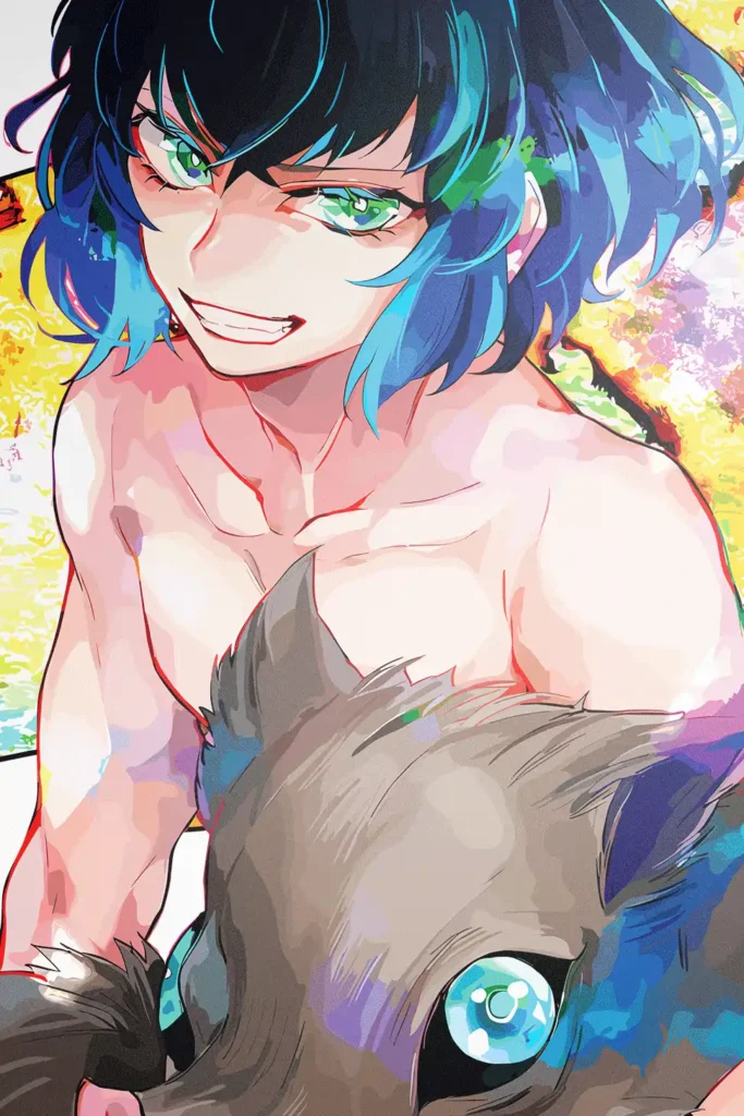 Inosuke Hashibira Demon Slayer Original Image Distinctive Metal Poster