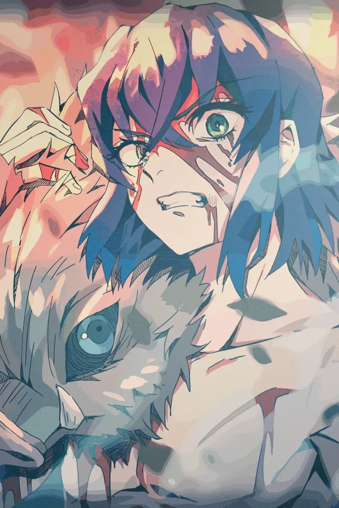 Inosuke Hashibira Demon Slayer Original Image Exclusive Metal Print