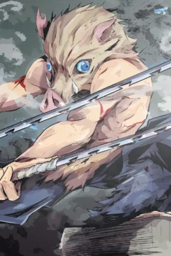 Inosuke Demon Slayer Restless Boar Mask Charge Exquisite Metal Print Poster