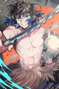Inosuke Hashibira Demon Slayer Original Image Exquisite Metal Wall Art Poster