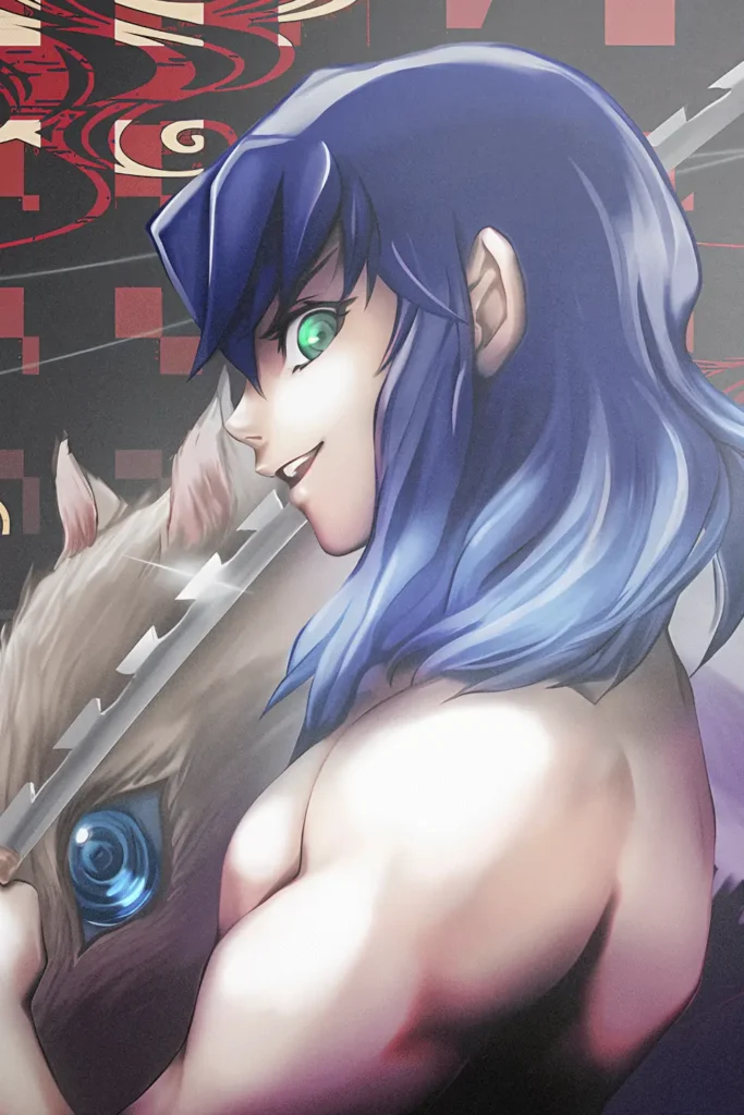 Inosuke Hashibira Demon Slayer Original Image Metal Wall Art Poster