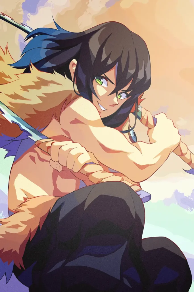 Inosuke Hashibira Demon Slayer Original Image Outstanding Metal Wall Poster