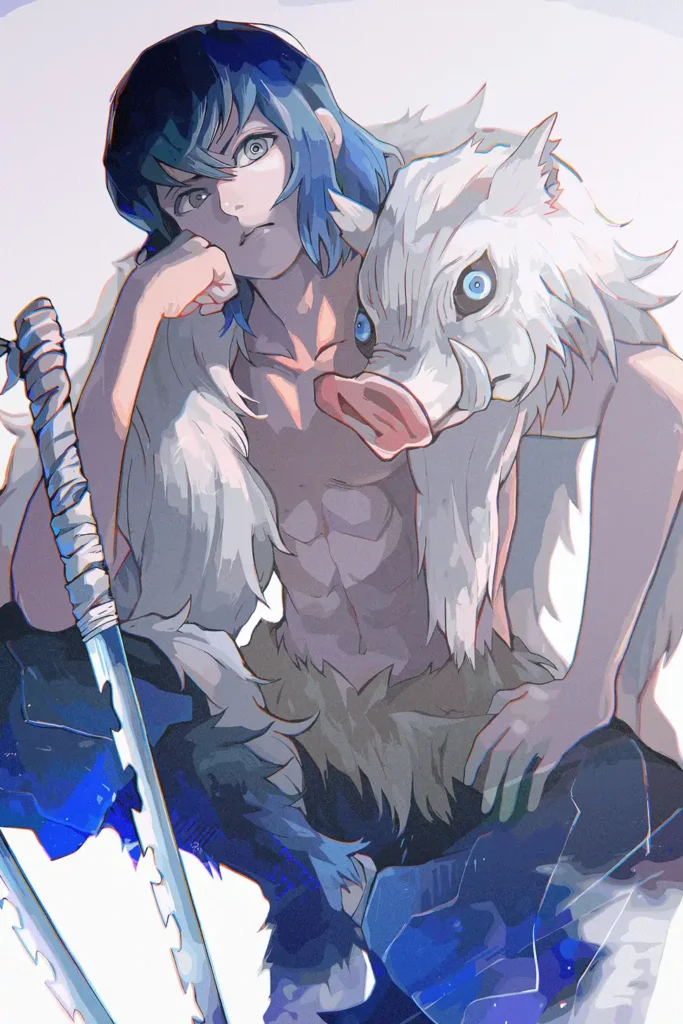 Inosuke Hashibira Demon Slayer Original Image Premium Metal Print
