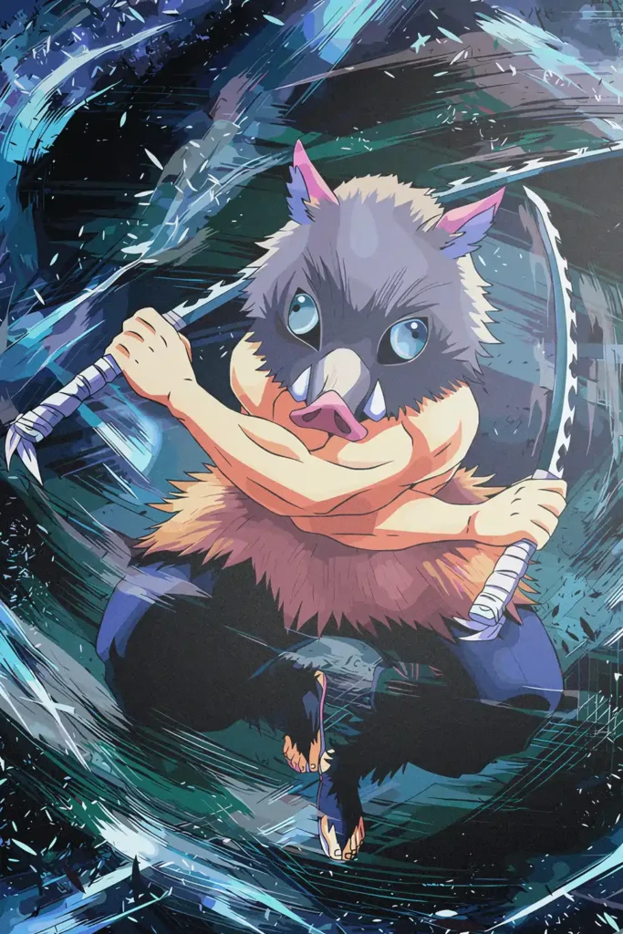 Inosuke Hashibira Demon Slayer Original Image Stellar Metal Print Wall Art