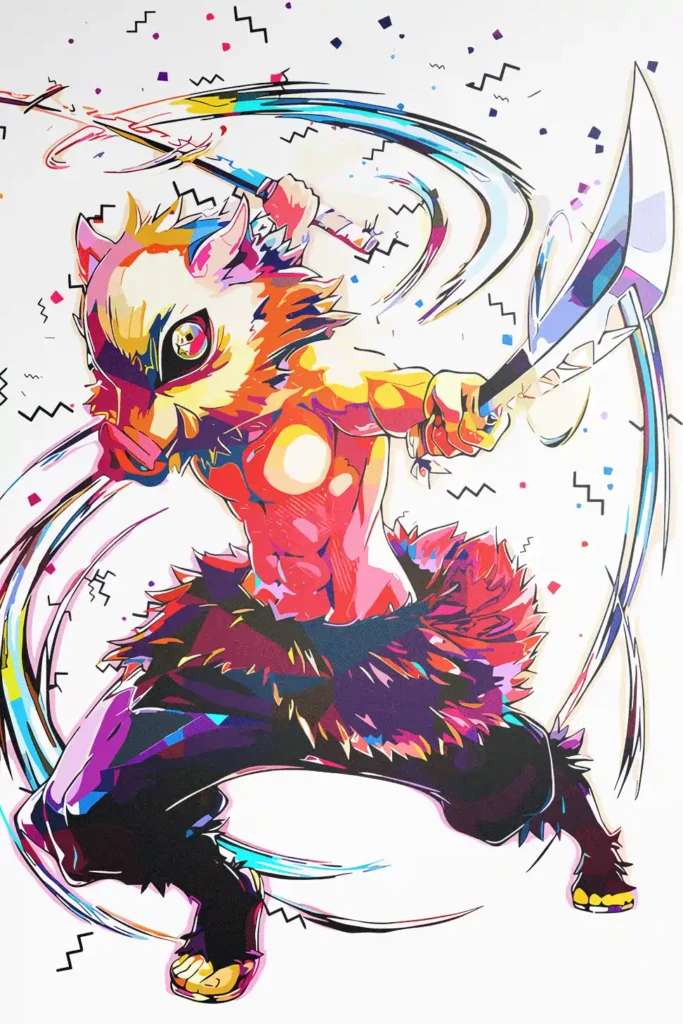 Inosuke Hashibira Demon Slayer Original Image Stellar Metal Wall Poster
