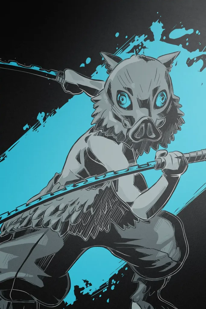 Inosuke Hashibira Demon Slayer Original Image Stellar Printed Metal Wall Art