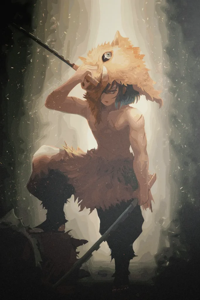 Inosuke Hashibira Demon Slayer Original Image Unique Metal Wall Art Poster