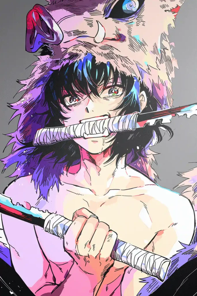 Inosuke Hashibira Demon Slayer Original Image Unique Printed Metal Wall Art