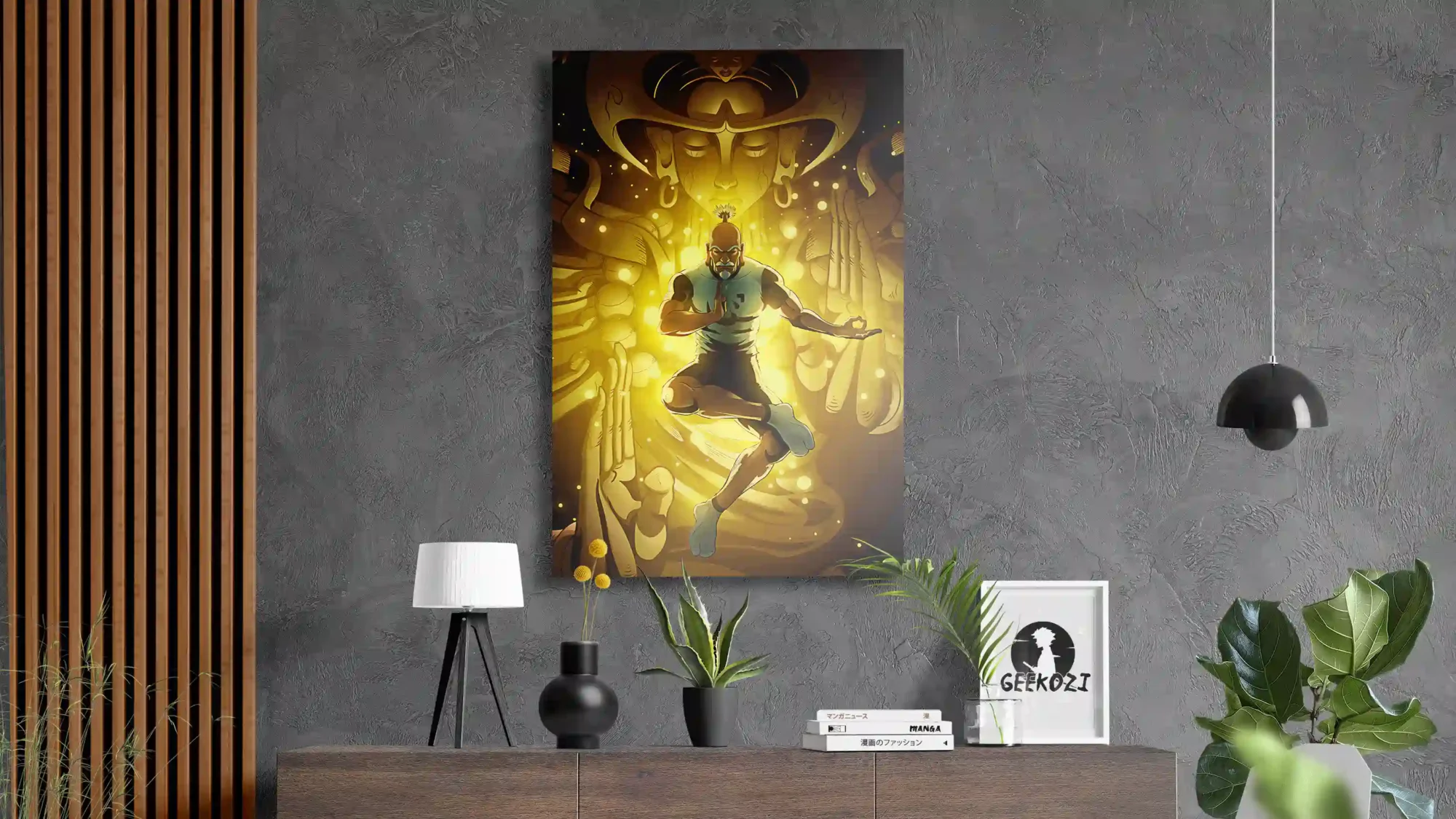 ハンターハンター アートポスター ネテロ 額縁 400×400 Isaac Netero Hunter x Hunter Radiant Meditation with Celestial