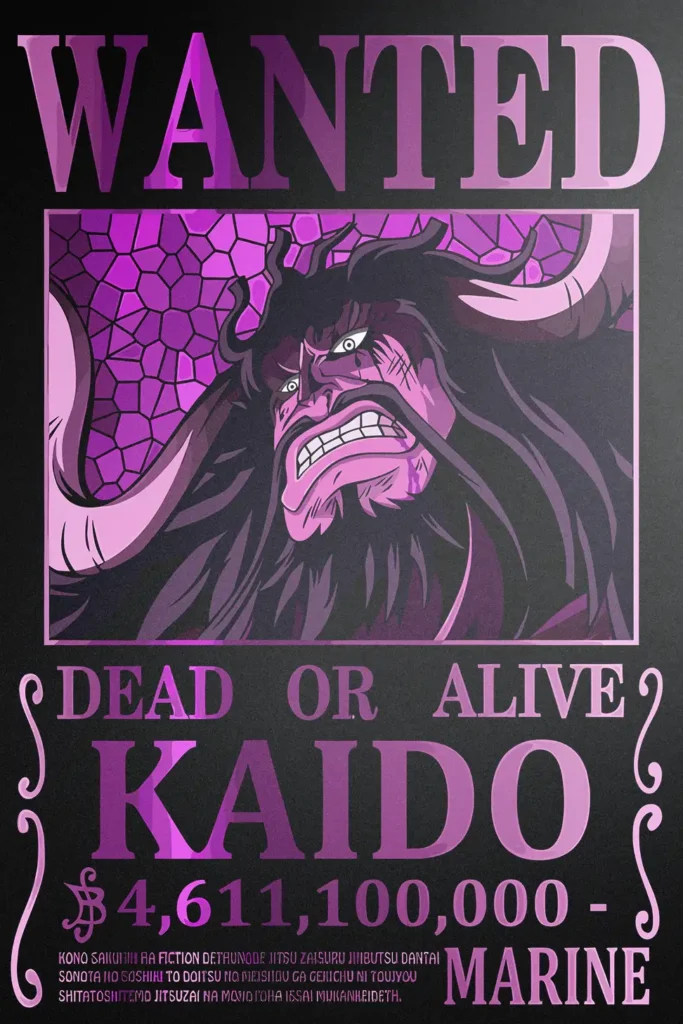 Kaido Wanted Poster One Piece Original Image High Quality Printed Metal Wall Art
