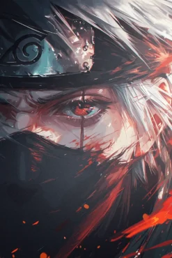 Kakashi Naruto Chilling Sharingan Gaze Outstanding Metal Poster