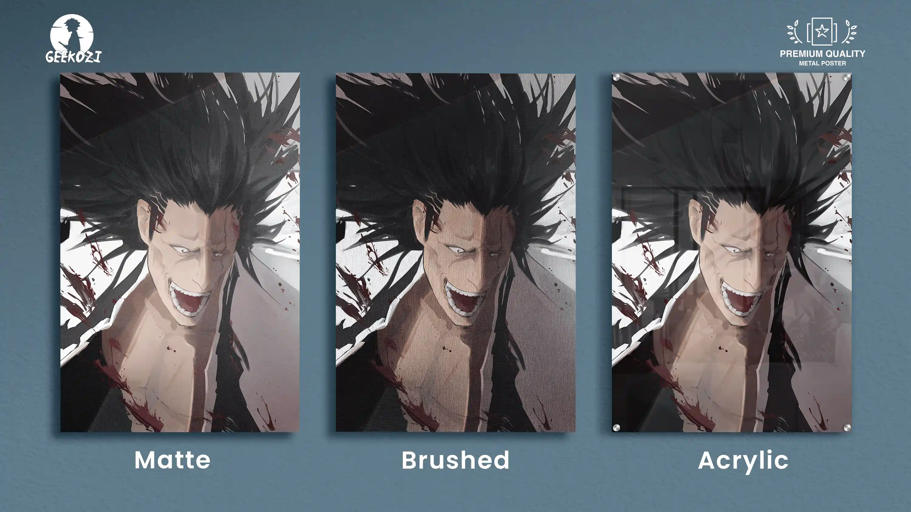 Kenpachi Zaraki Bleach All Product Types Premium Printed Metal Poster