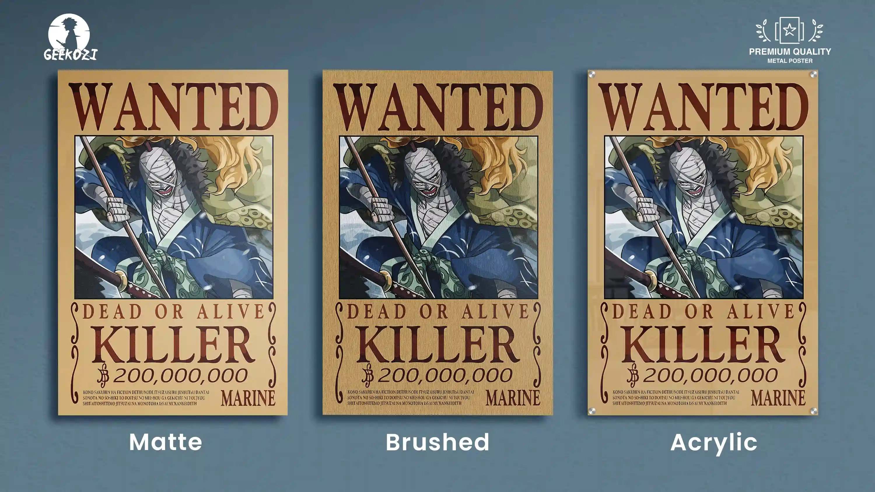 Killer Wanted Poster One Piece All Product Types Premium Metal Wall Art