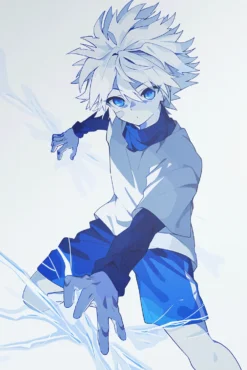 Killua Hunter x Hunter Icy Gaze Lightning Palm High Quality Metal Poster