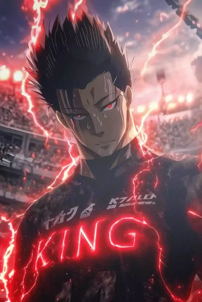 King Barou anime metal poster artistic detail and visual story from Blue Lock
