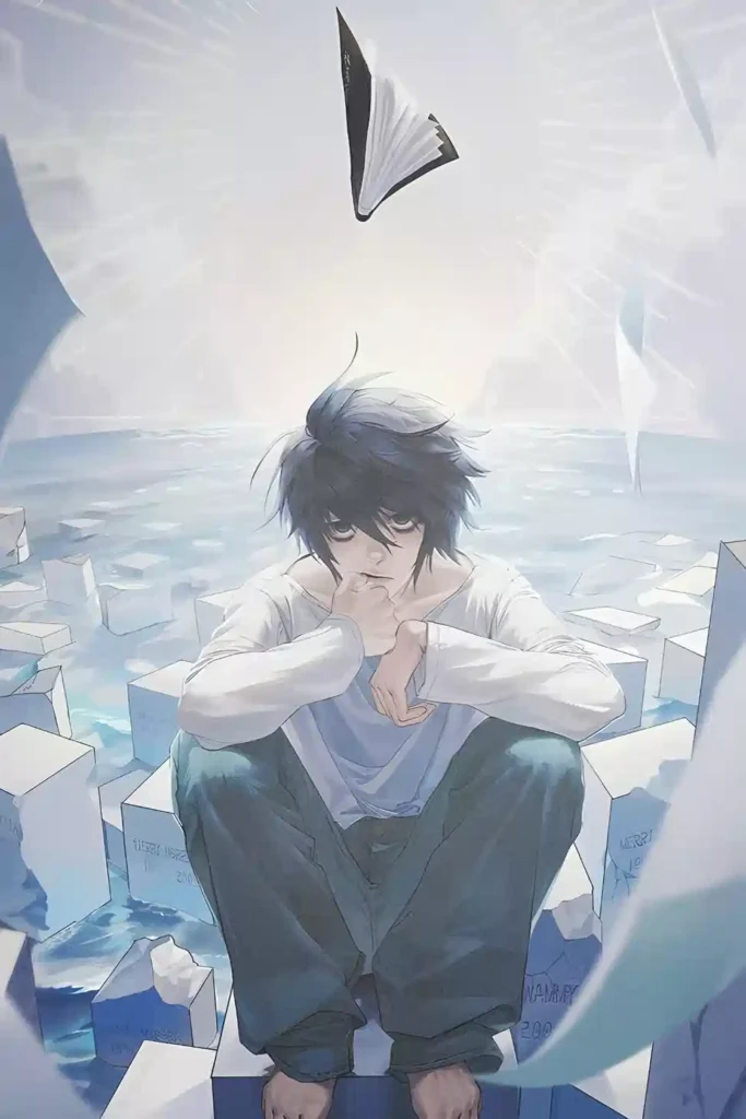 Showcase view of the L Aluminium Metal Print from Death Note