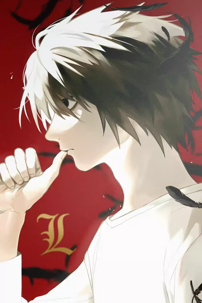 L anime metal poster artistic detail and visual story from Death Note