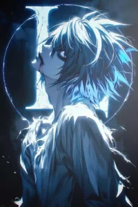 L Death Note anime metal poster artistic showcase image highlighting the design narrative