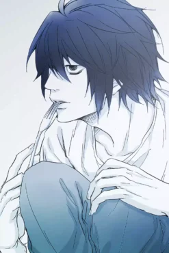 L Death Note Cold Logic Pose Deluxe Printed Metal Wall Art