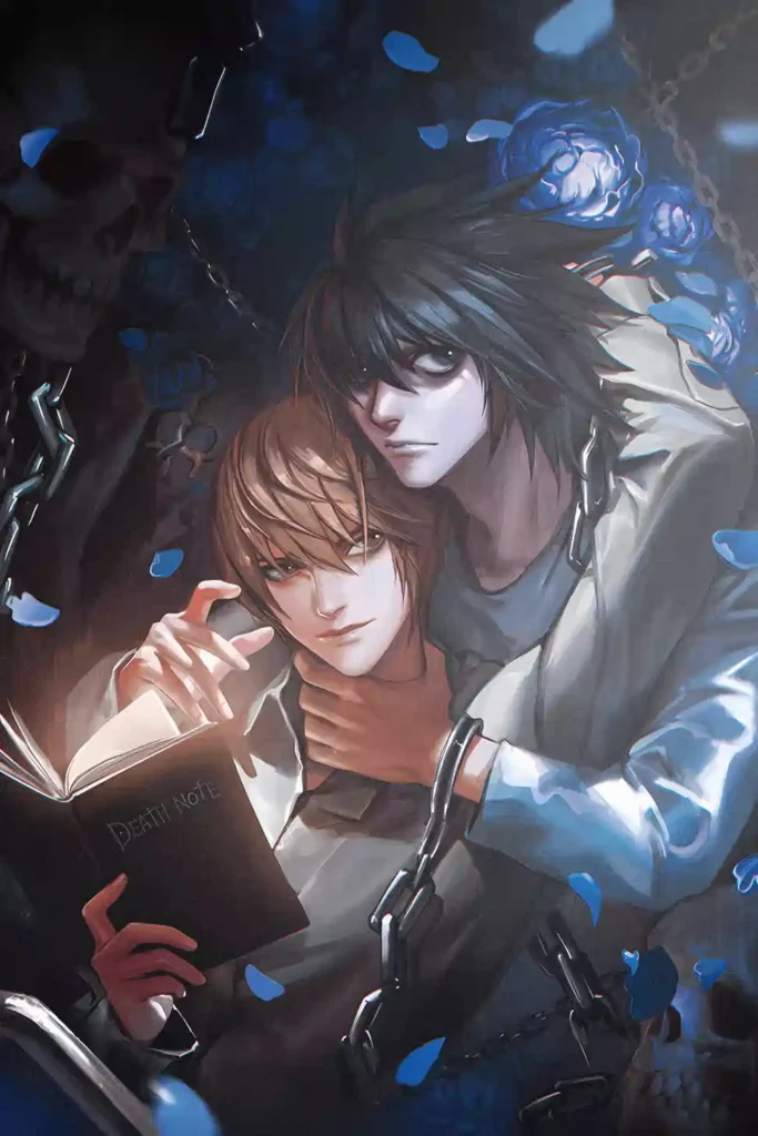 Light Yagami anime metal poster artistic detail and visual story from Death Note