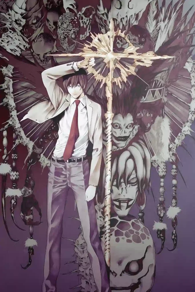 Showcase view of the Light Yagami Bespoke Printed Metal Poster from Death Note