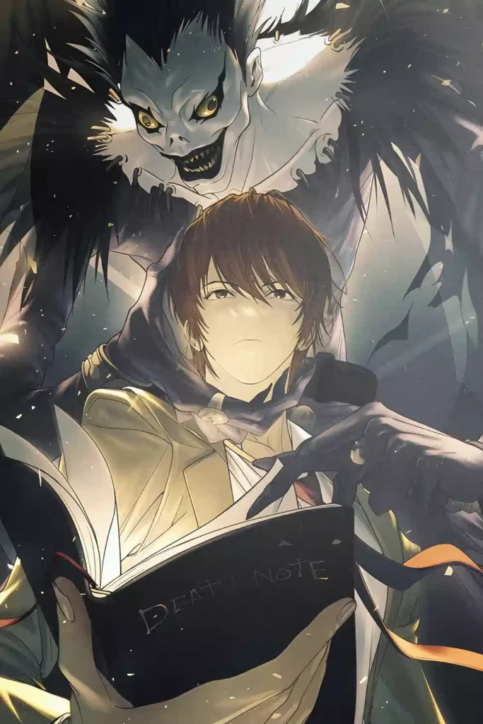 Light Yagami anime metal poster artistic detail and visual story from Death Note