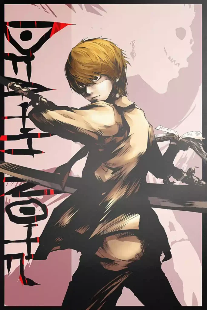 Showcase frame of the Light Yagami Deluxe Printed Metal Wall Art, anime metal poster