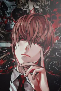 Showcase view of the Light Yagami Exquisite Metal Wall Poster from Death Note