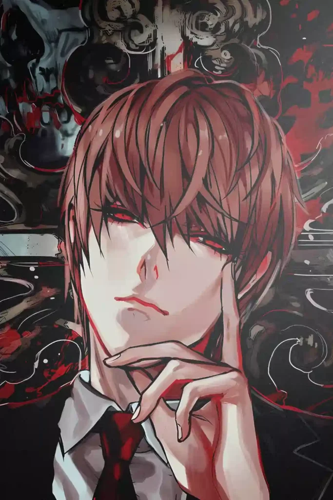 Showcase view of the Light Yagami Exquisite Metal Wall Poster from Death Note
