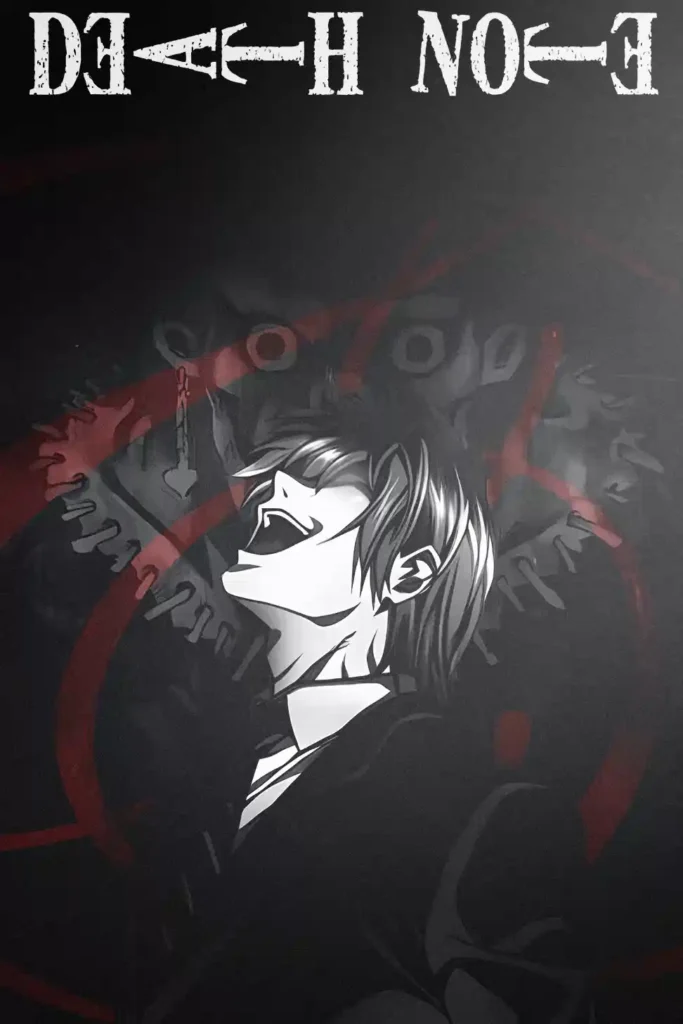 Artistic showcase photo of the Light Yagami High Quality Metal Poster