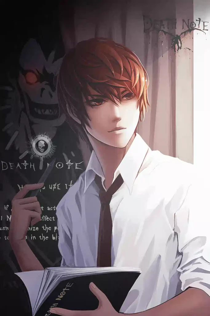 Showcase frame of the Light Yagami High Quality Printed Metal Poster, anime metal poster