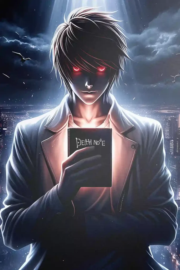 Light Yagami Death Note metal wall art showcase shot from the Geekozi collection