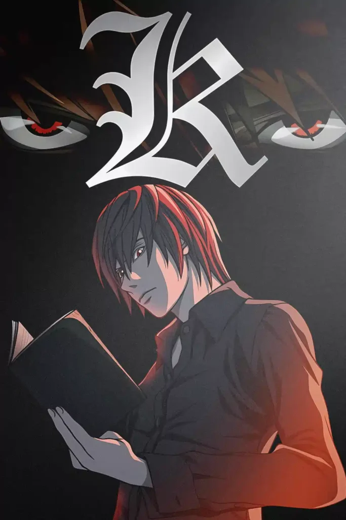Showcase frame of the Light Yagami Metal Wall Poster, anime metal poster