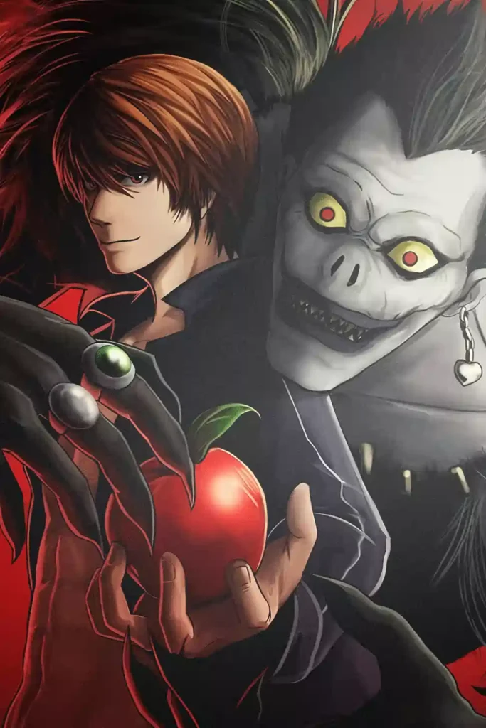 Light Yagami Death Note anime metal poster artistic showcase image highlighting the design narrative
