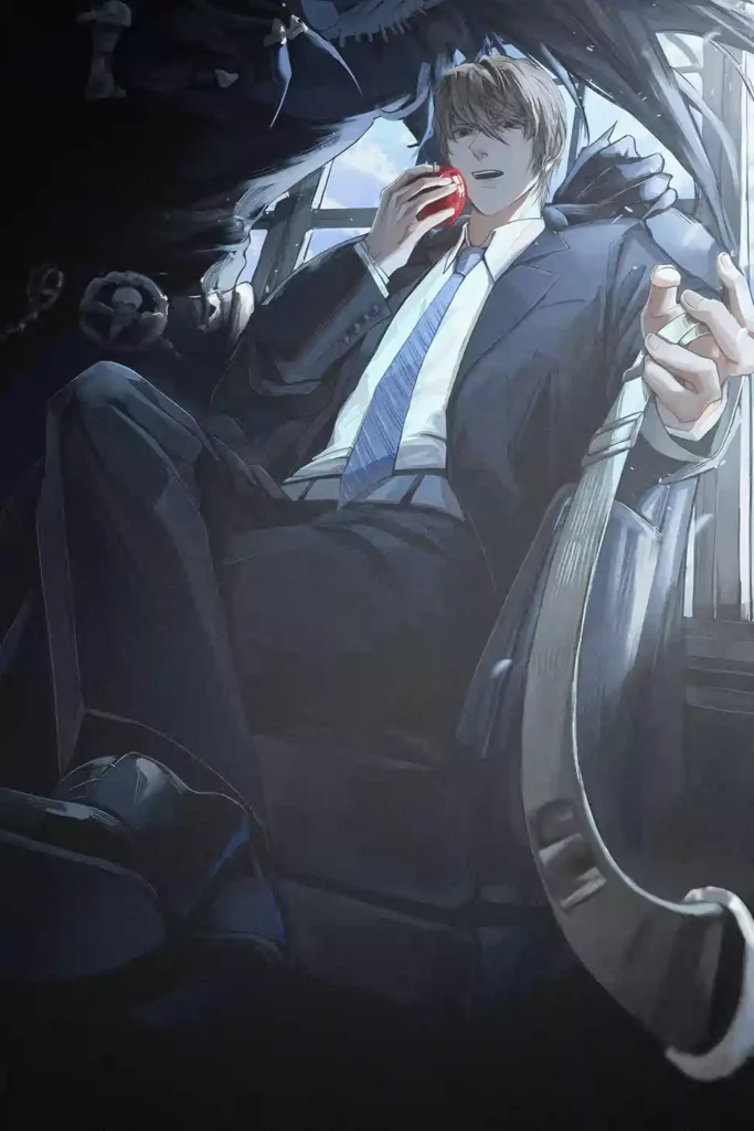 Light Yagami anime metal poster artistic detail and visual story from Death Note